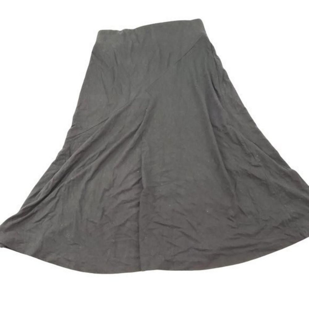 Ann Taylor Skirt XXSP 2XS Petite Black Modest Long Flare Pull On Elastic Solid